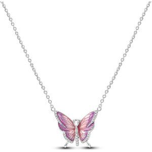 Hypoallergenic 17.72-Inch Sterling Silver Butterfly Pendant Necklace for Women